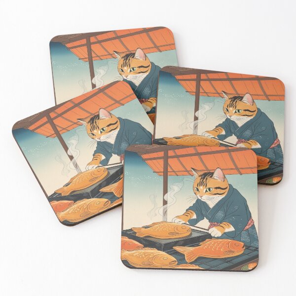 Item preview, Ukiyo-e Style Taiyaki Cat Shop – Traditional Japanese Illustration designed and sold by LEO'S CREATURE　れおずくりーちゃー.