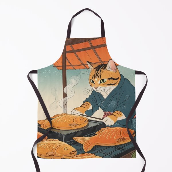 Item preview, Ukiyo-e Style Taiyaki Cat Shop – Traditional Japanese Illustration designed and sold by LEO'S CREATURE れおずくりーちゃー.