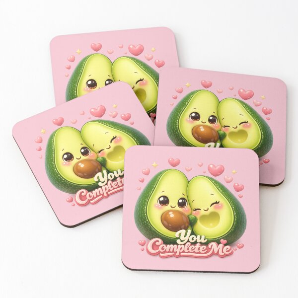 Item preview, You Complete Me - Cute Avocado Couple Love Pun | Kawaii Valentine's Day Art designed and sold by Moons Studio.