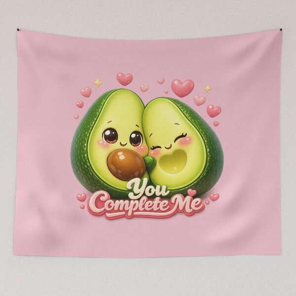 Item preview, You Complete Me - Cute Avocado Couple Love Pun | Kawaii Valentine's Day Art designed and sold by Moons Studio.