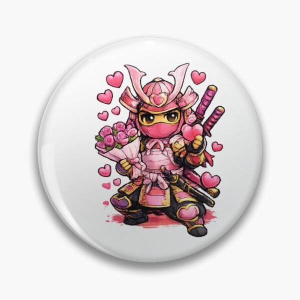 Item preview, Romance Samurai – Pink Valentine Chibi Warrior designed and sold by MACodDesigns.