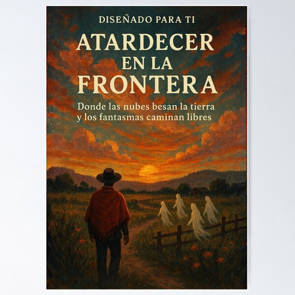 Item preview, Mystical Border Notebook – Sunset with Free Ghosts designed and sold by Anomaly 404 Error.