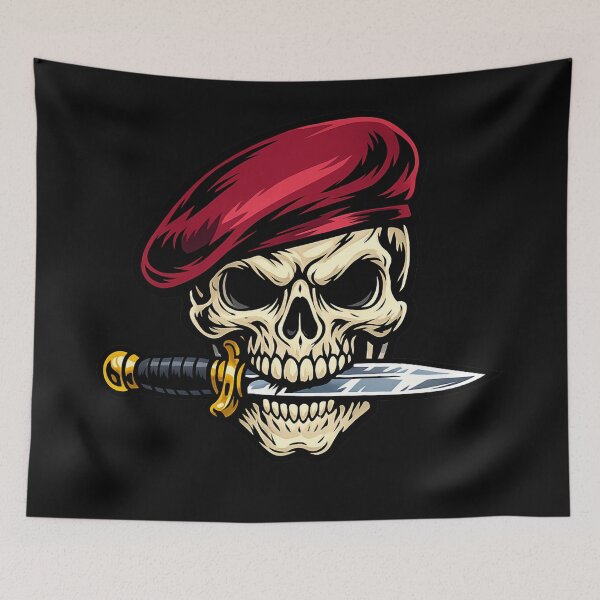 Item preview, Vibrant Skull with Maroon Beret and Dagger designed and sold by optimusprime39.