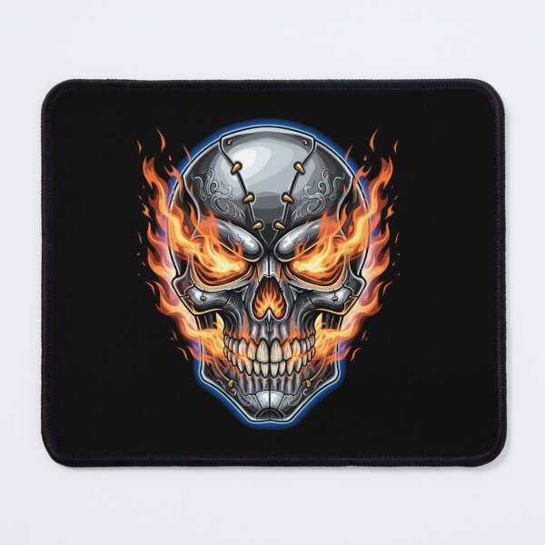 Item preview, Chrome Biker Skull in Flames designed and sold by LaNadaYFundante.