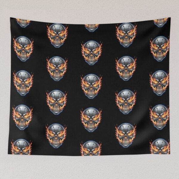 Item preview, Chrome Biker Skull in Flames designed and sold by LaNadaYFundante.