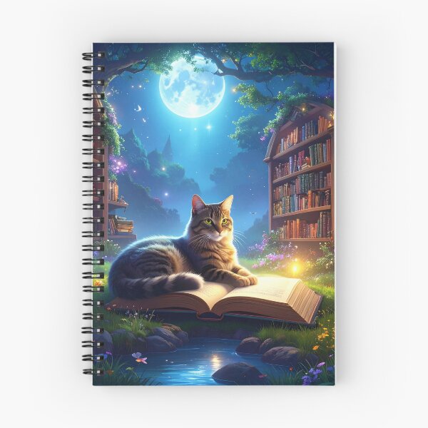 Item preview, Library Cat in Moonlight Garden designed and sold by Vicky Brago-Mitchell®.