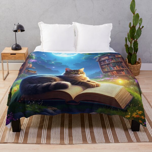 Item preview, Library Cat in Moonlight Garden designed and sold by Vicky Brago-Mitchell®.
