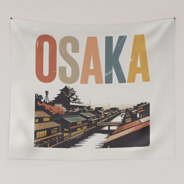 Item preview, Osaka Japan Vintage Travel Poster Retro Cityscape designed and sold by SplashTastic.