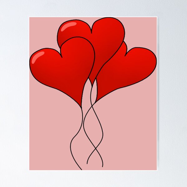 Item preview, Three Heart Balloons Valentine illustration designed and sold by taiche.