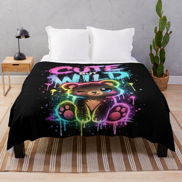 Item preview, Cute But Wild – Neon Graffiti Bear Art designed and sold by salehstore7.