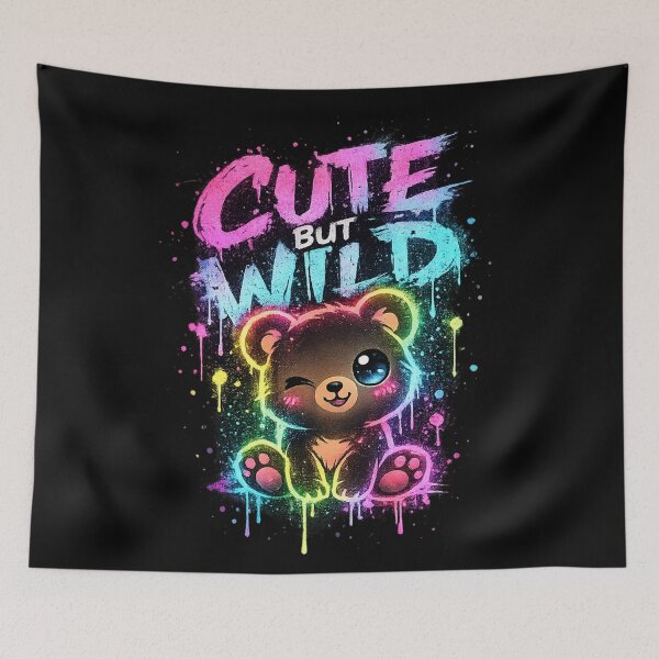 Item preview, Cute But Wild – Neon Graffiti Bear Art designed and sold by salehstore7.