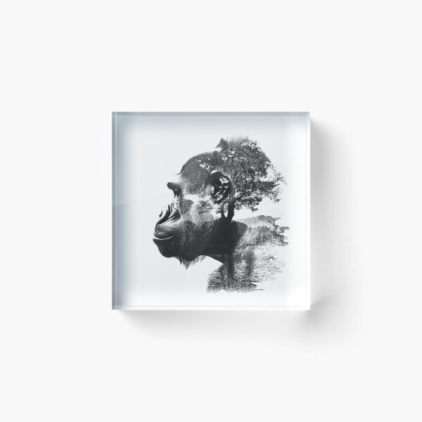 Item preview, Gorilla and Nature Double Exposure – Black and White Wildlife Art designed and sold by inkoutninja.