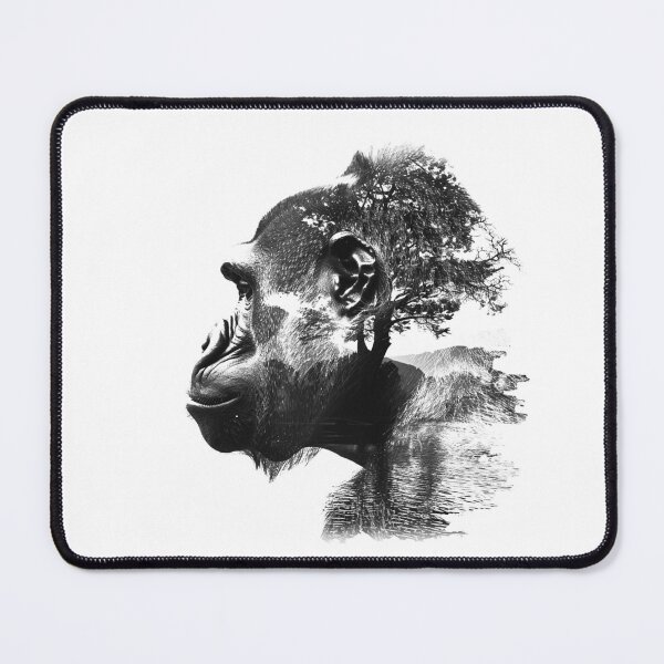 Item preview, Gorilla and Nature Double Exposure – Black and White Wildlife Art designed and sold by inkoutninja.