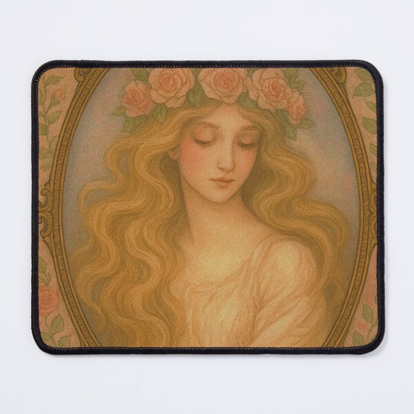 Item preview, Romantic Pre-Raphaelite Maiden – Vintage Floral Portrait designed and sold by LuxuryApparels.