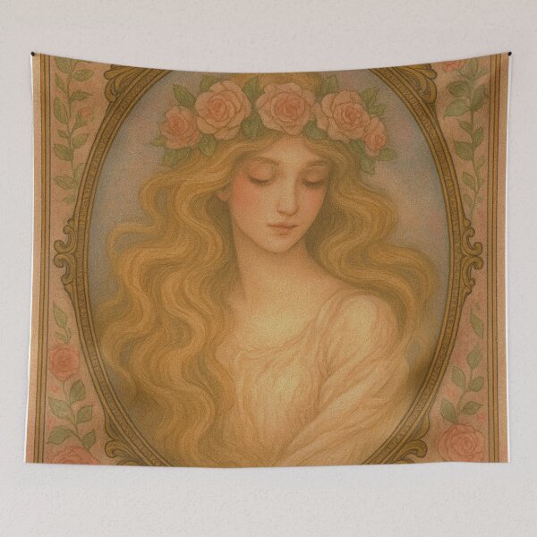 Item preview, Romantic Pre-Raphaelite Maiden – Vintage Floral Portrait designed and sold by LuxuryApparels.