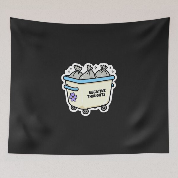 Item preview, Throwing Away Negative Thoughts - Kawaii Dumpster Self Care Aesthetic Art designed and sold by Wonder Pixel Studio.