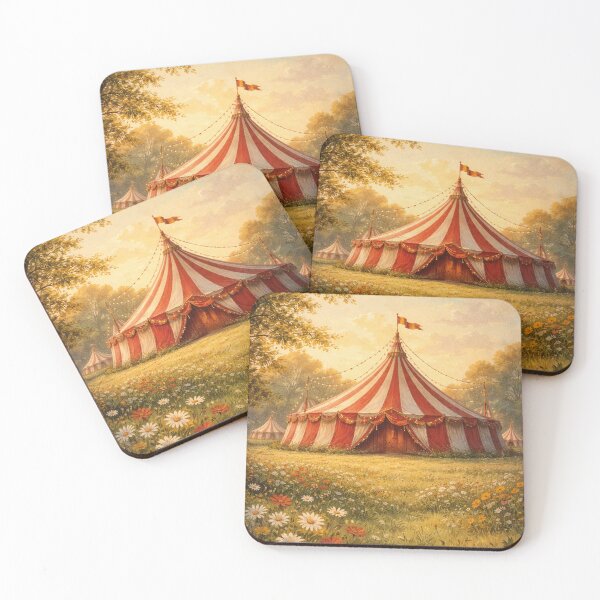 Item preview, Circus tent in a sea of flowers – nostalgic fairground vintage art designed and sold by Mauswohn.