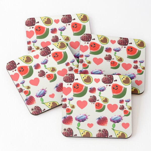 Item preview, Sweet Summer Fruit Hearts Pattern: Cute Kawaii Food Medley designed and sold by HopeAndHustle.