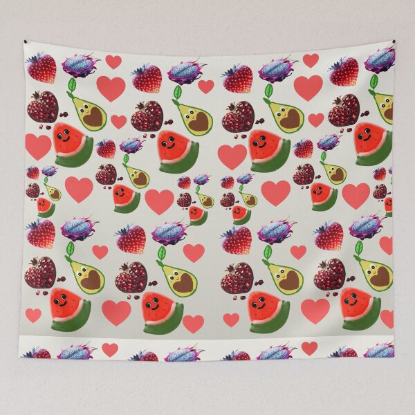 Item preview, Sweet Summer Fruit Hearts Pattern: Cute Kawaii Food Medley designed and sold by HopeAndHustle.