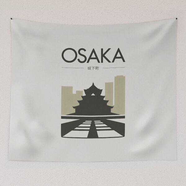Item preview, Osaka Japan Minimalist Castle Skyline Art designed and sold by SplashTastic.