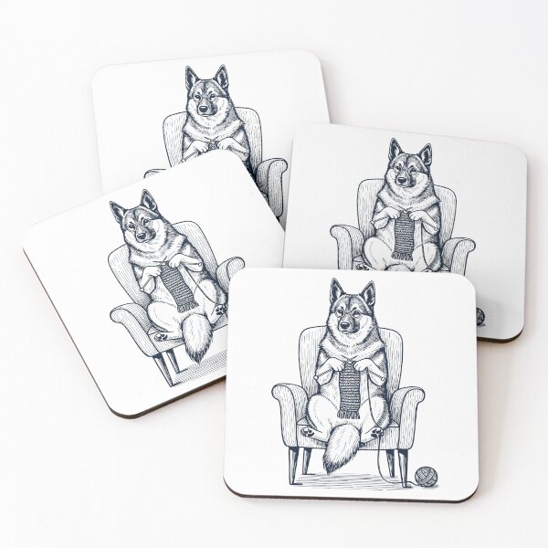 Item preview, Vintage Norwegian Elkhound Dog Knitting Knit Gift Dog Lover designed and sold by DoodleTortle.