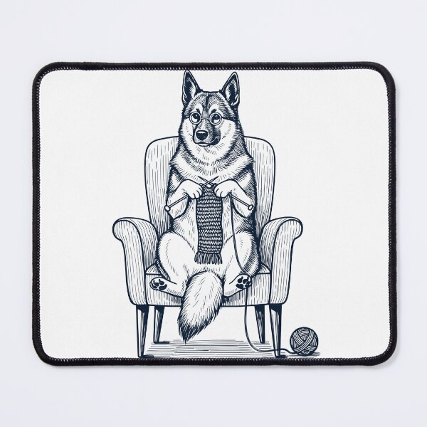 Item preview, Vintage Norwegian Elkhound Dog Knitting Knit Gift Dog Lover designed and sold by DoodleTortle.