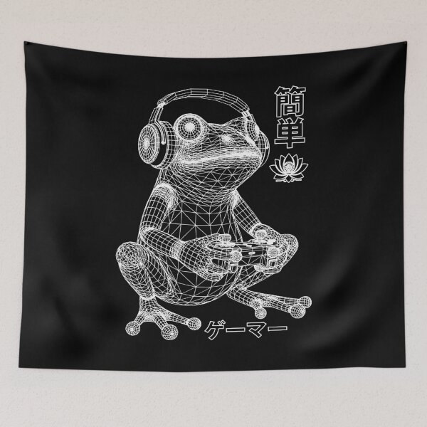 Item preview, Frog Computer Gamer Funny Gaming Wireframe Japanese Player designed and sold by GrandeDuc.