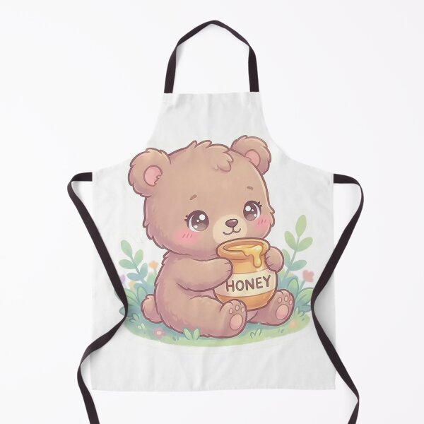 Item preview, kawaii baby bear hugging a honey pot, pastel brown, blush cheeks  designed and sold by AwesomeArtist26.