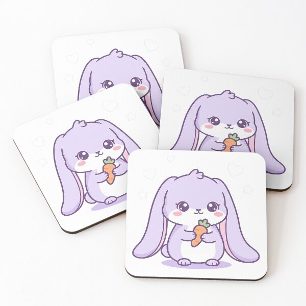 Item preview, kawaii bunny with floppy ears and tiny carrot, pastel lilac, clean vector style  designed and sold by AwesomeArtist26.