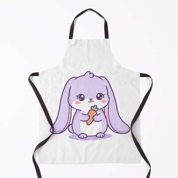 Item preview, kawaii bunny with floppy ears and tiny carrot, pastel lilac, clean vector style designed and sold by AwesomeArtist26.