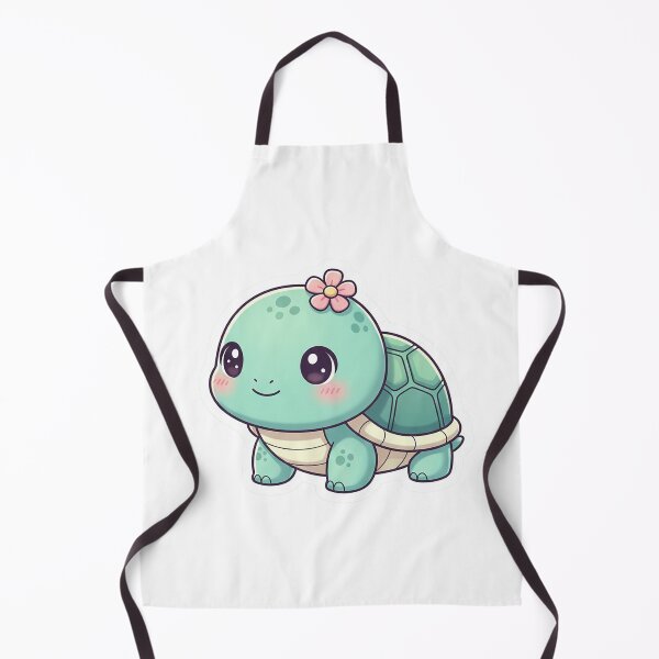Item preview, kawaii baby turtle with a small flower on head, pastel teal shell, white sticker border, simple background designed and sold by AwesomeArtist26.