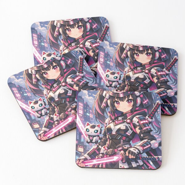 Item preview, Cyber Samurai Anime Girl – Neon Katana Warrior designed and sold by Mauswohn.