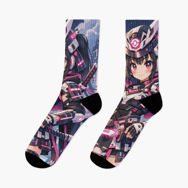 Item preview, Cyber Samurai Anime Girl – Neon Katana Warrior designed and sold by Mauswohn.