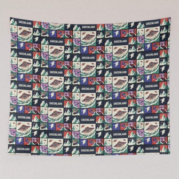 Item preview, Greenland UFO Arctic Expedition Geometric Grid Art designed and sold by zzz888.
