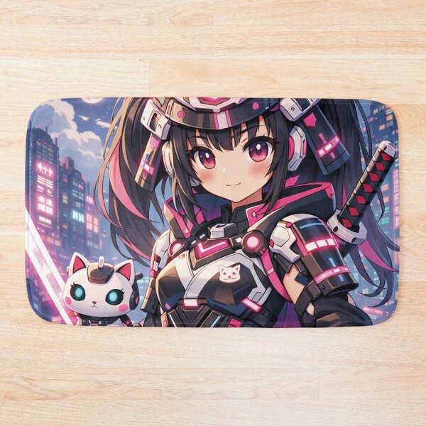 Item preview, Cyber Samurai Anime Girl – Neon Katana Warrior designed and sold by Mauswohn.