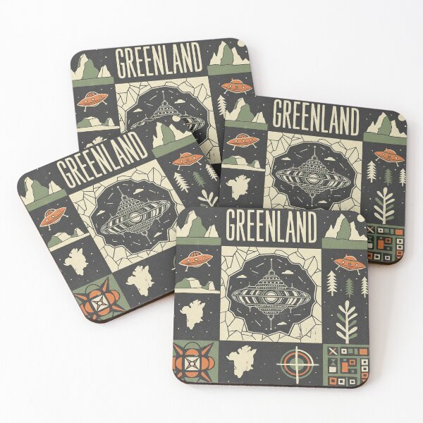 Item preview, Greenland Retro Arctic UFO Mystery Grid Art designed and sold by zzz888.