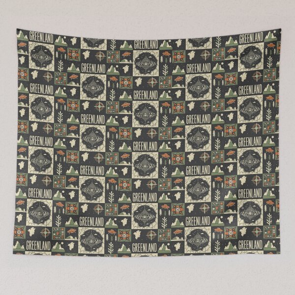 Item preview, Greenland Retro Arctic UFO Mystery Grid Art designed and sold by zzz888.