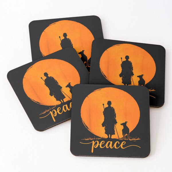 Item preview, Retro Walk for Peace Monks with Aloka Dog Minimalist Zen Art  designed and sold by JaidyKris.