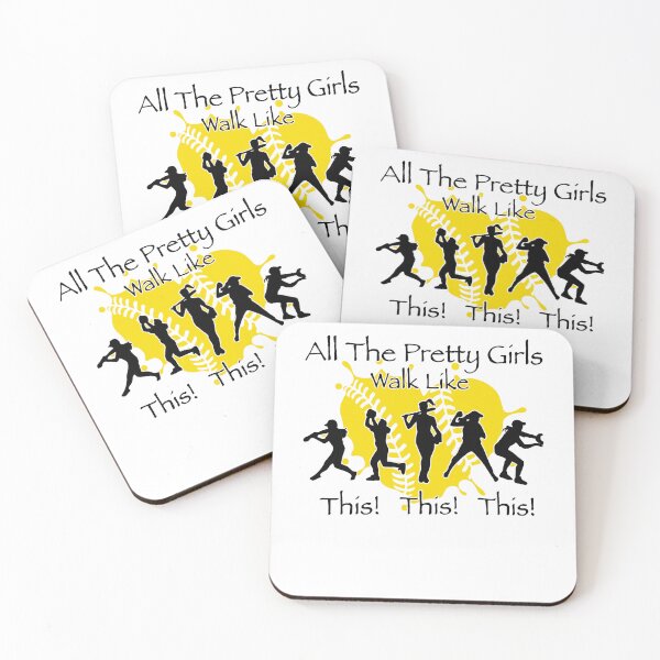 Item preview, All The Pretty Girls Walk Like This Softball Girls Heart Print designed and sold by pansak.