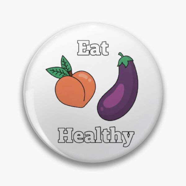 Item preview, Eat Healthy: Peach & Eggplant Pun designed and sold by JonathanP514.