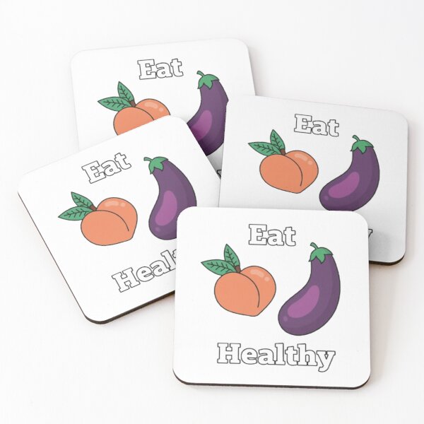 Item preview, Eat Healthy: Peach & Eggplant Pun designed and sold by JonathanP514.