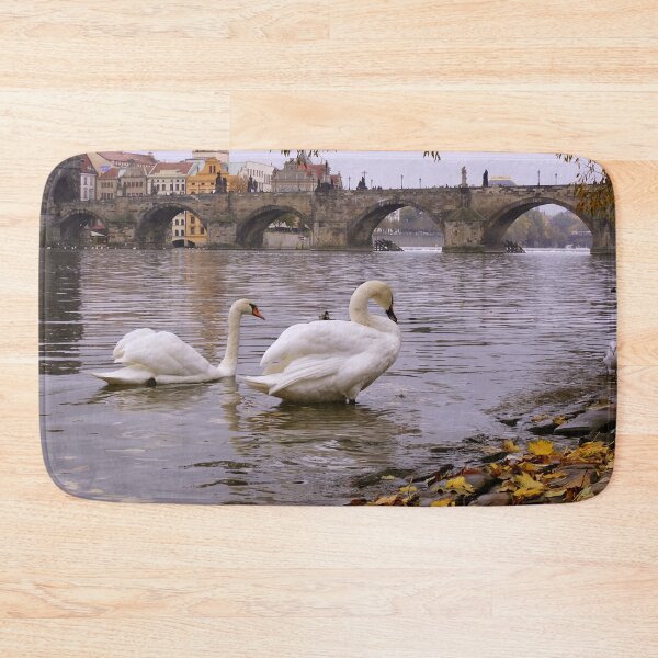 Item preview, Swans on the background of Charles bridge in Prague designed and sold by SVETLANA ZOLOTAREVA.