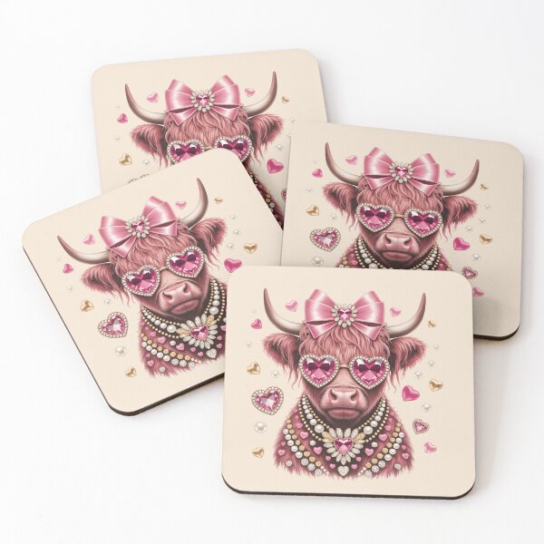 Item preview, Highland Cow Pink Gemstone Sunglasses Pearl Crystal Bow T-shirt designed and sold by ZyxDes.