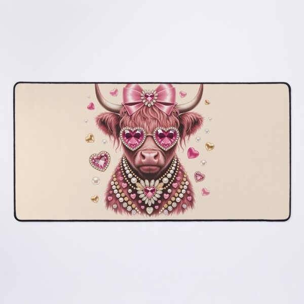 Item preview, Highland Cow Pink Gemstone Sunglasses Pearl Crystal Bow T-shirt designed and sold by ZyxDes.