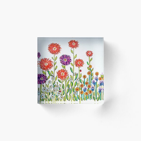Happy flowers Acrylic Block