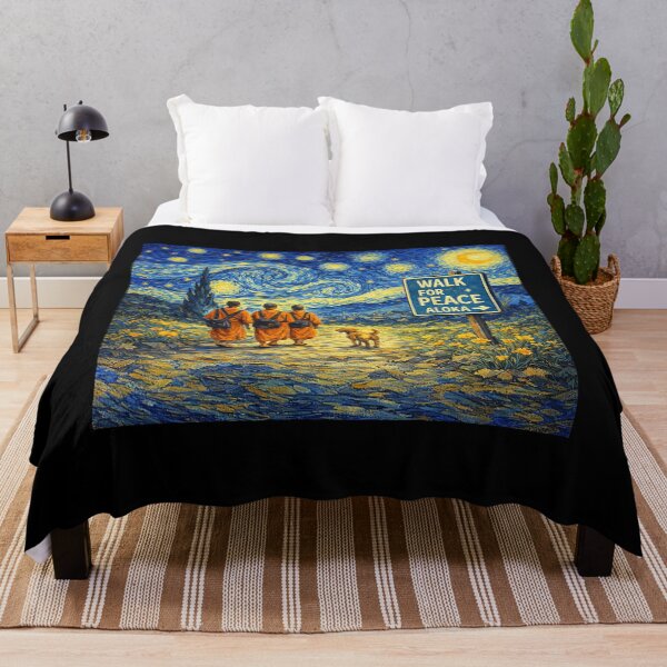 Item preview, Retro Walk for Peace Monks with Aloka Dog Starry Night designed and sold by ColbyAida.