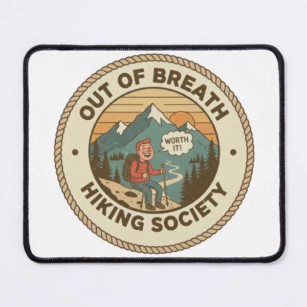 Item preview, Out of Breath Hiking Society – Funny Retro Mountain Nature Lover Gift designed and sold by Wear Sculpt.