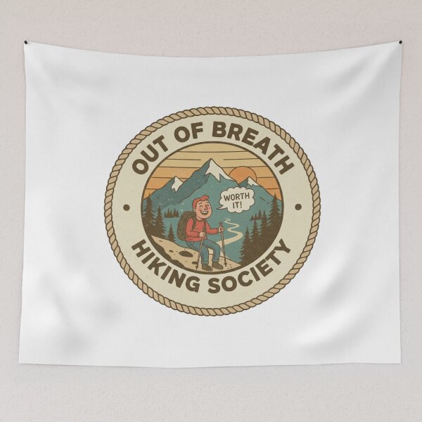Item preview, Out of Breath Hiking Society – Funny Retro Mountain Nature Lover Gift designed and sold by Wear Sculpt.