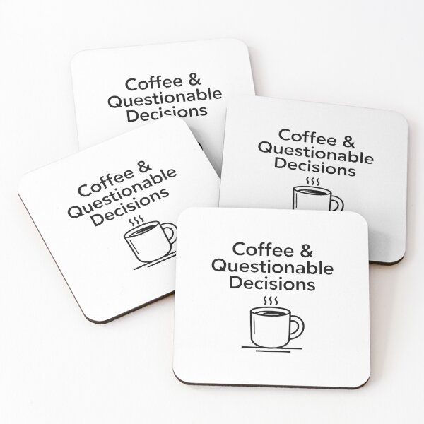 Artikelvorschau, Lehreraufkleber – Kaffee: Fragwürdige Entscheidungen (Minimalistisch) entworfen und verkauft von OrikuStudio.