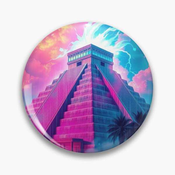 Item preview, Neon Vaporwave Mayan Pyramid Synthwave Lightning Art designed and sold by EllDAV777.